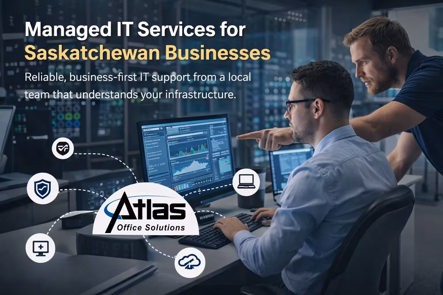 Managed IT services by Atlas Office Solutions supporting business networks and systems in Saskatchewan
